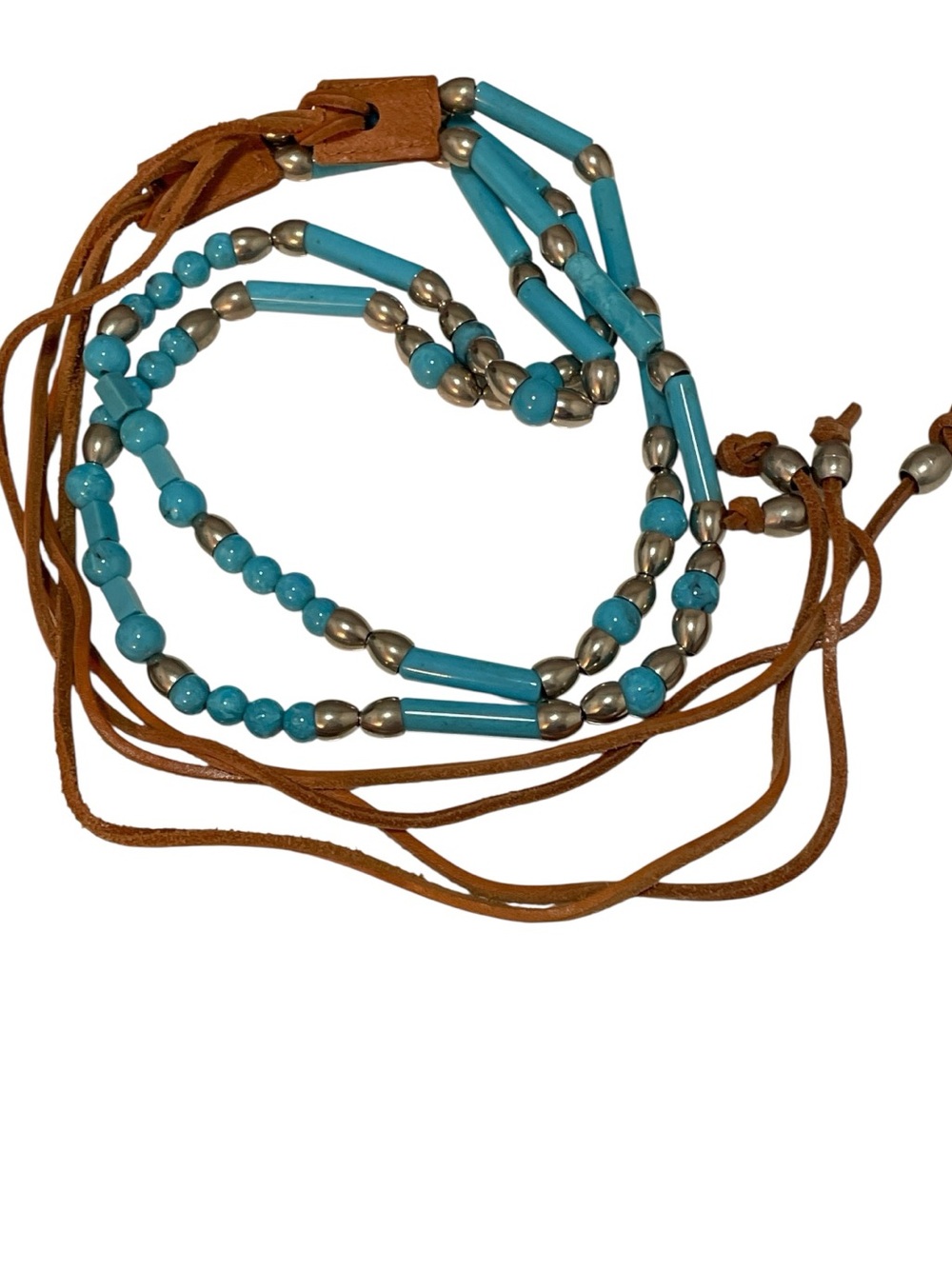 Southwestern Belt Turquoise Bead Double Strand Suede Tie Boho Western Adjustable